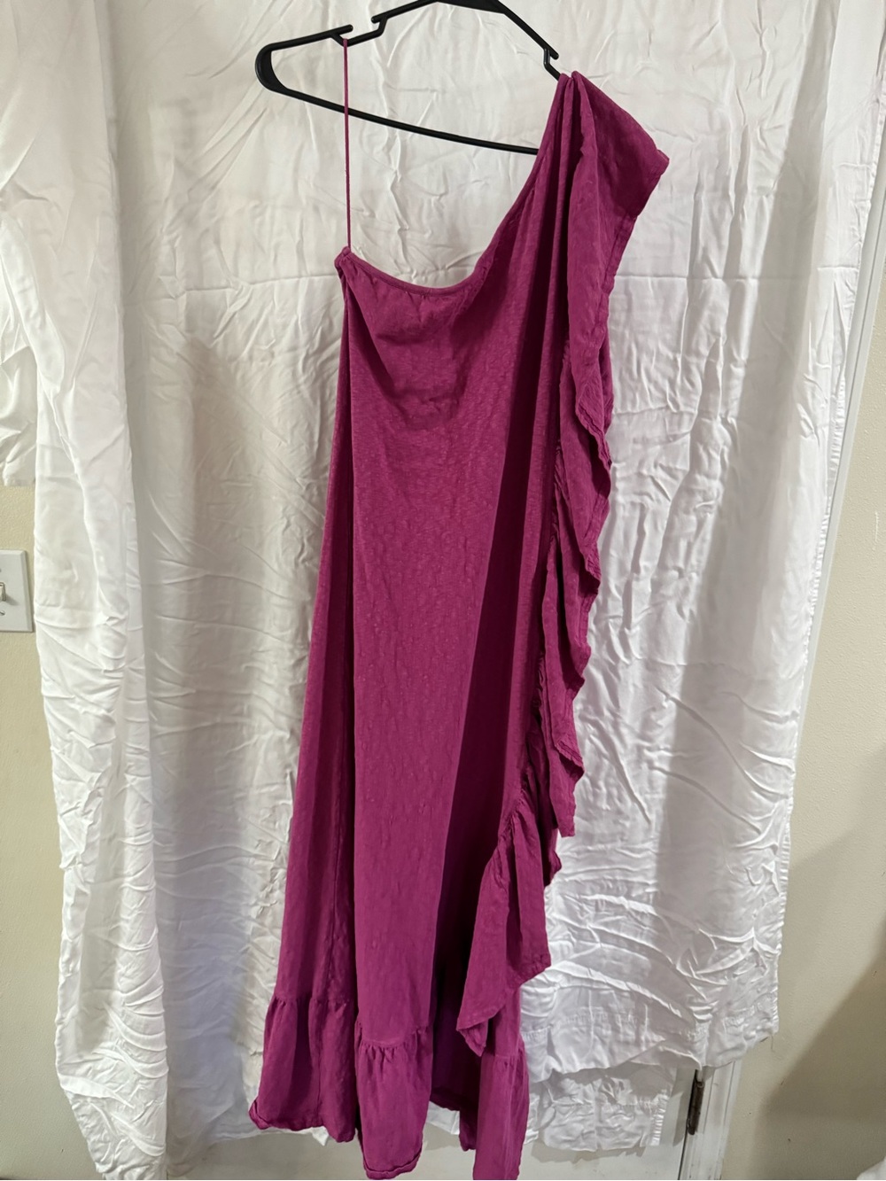 FP Beach Elisa Ruffle Dress in Deep Magenta